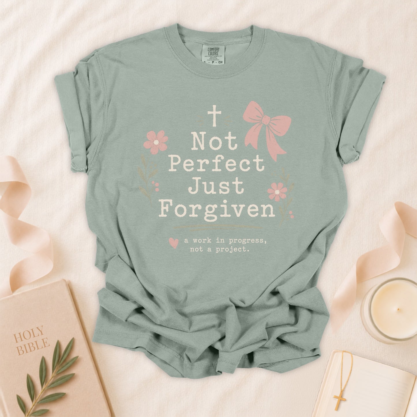 Not Perfect Just Forgiven Christian T-Shirt