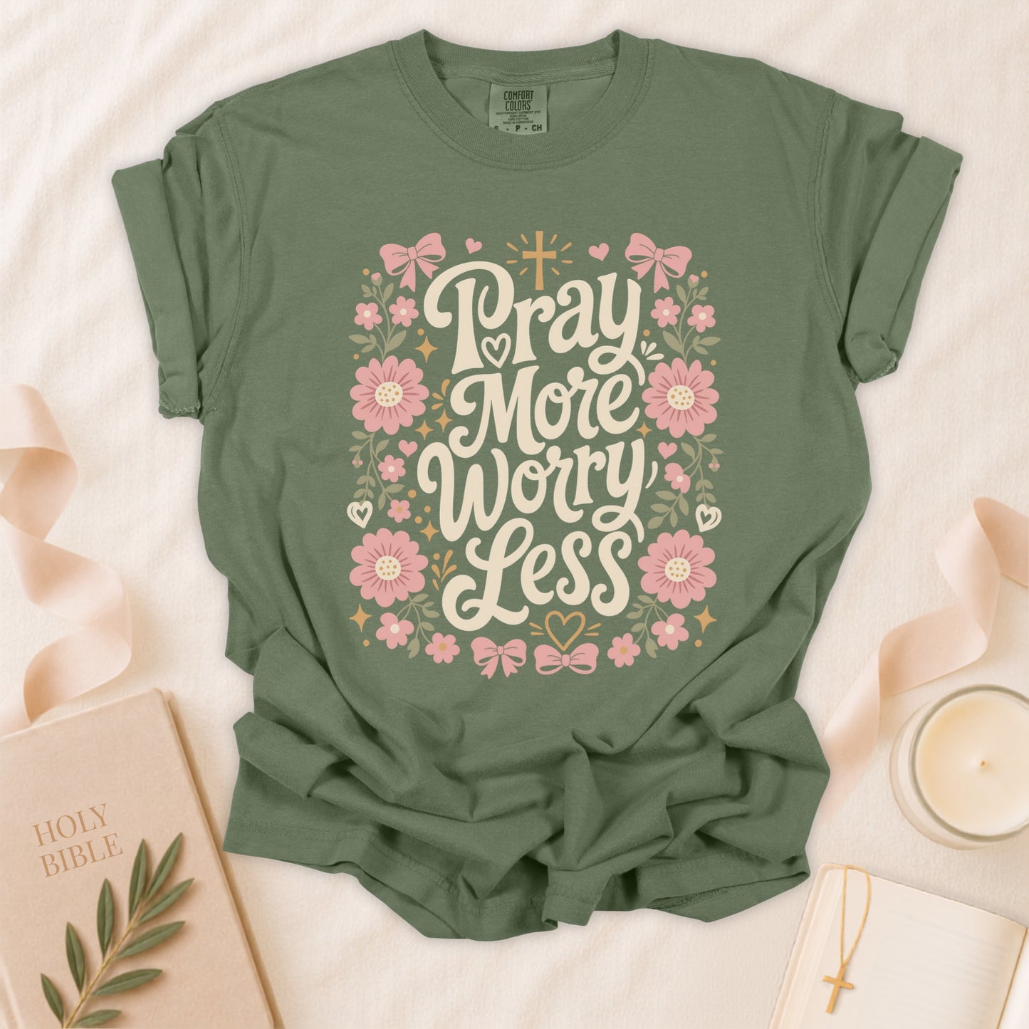 Pray More Worry Less Christian T-Shirt